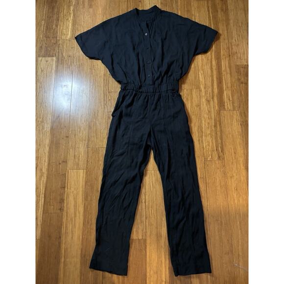 Lululemon Perfectly Poised Short Sleeve Jumpsuit Black Button Henley‎ Size 2 - Picture 4 of 11